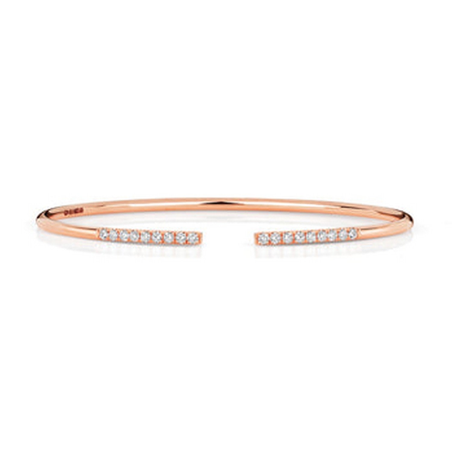 Diamond Open Bangle In 18Ct Rose Gold Stackable
