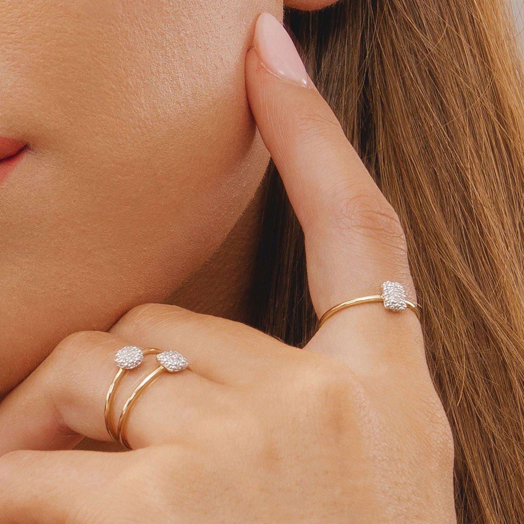 Diamond Pave Round Ring In Yellow Gold