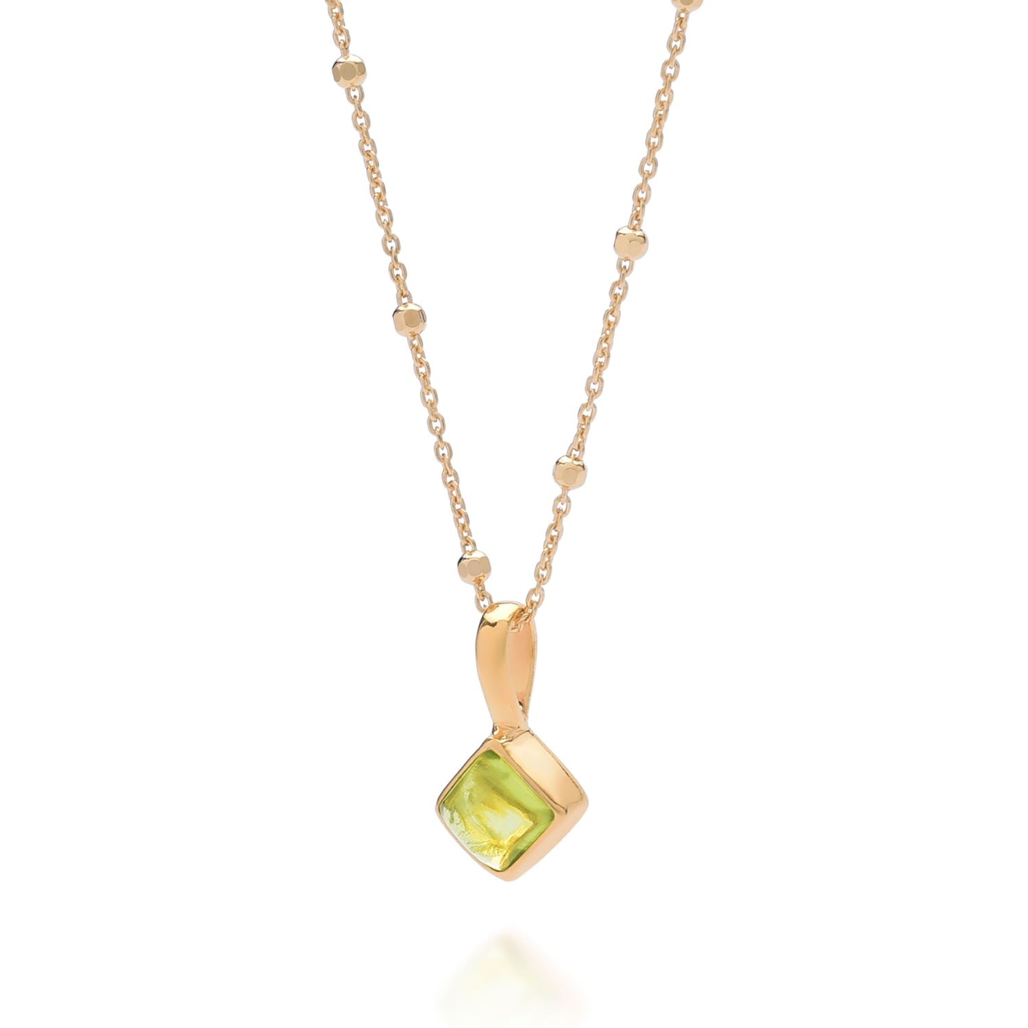 Diamond Peridot Necklace Birthstone August Gold Plated Sterling Silver