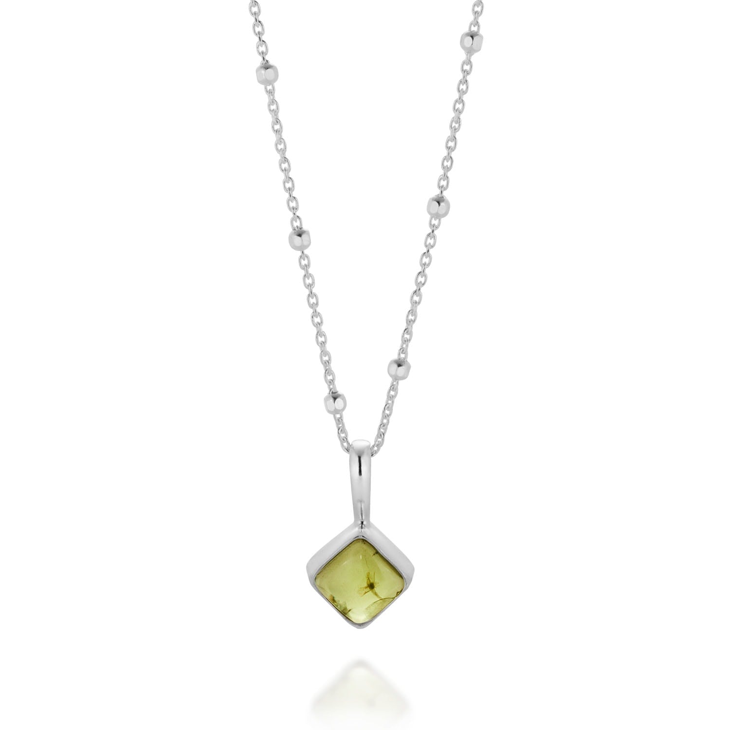 Diamond Peridot Necklace Birthstone August Sterling Silver