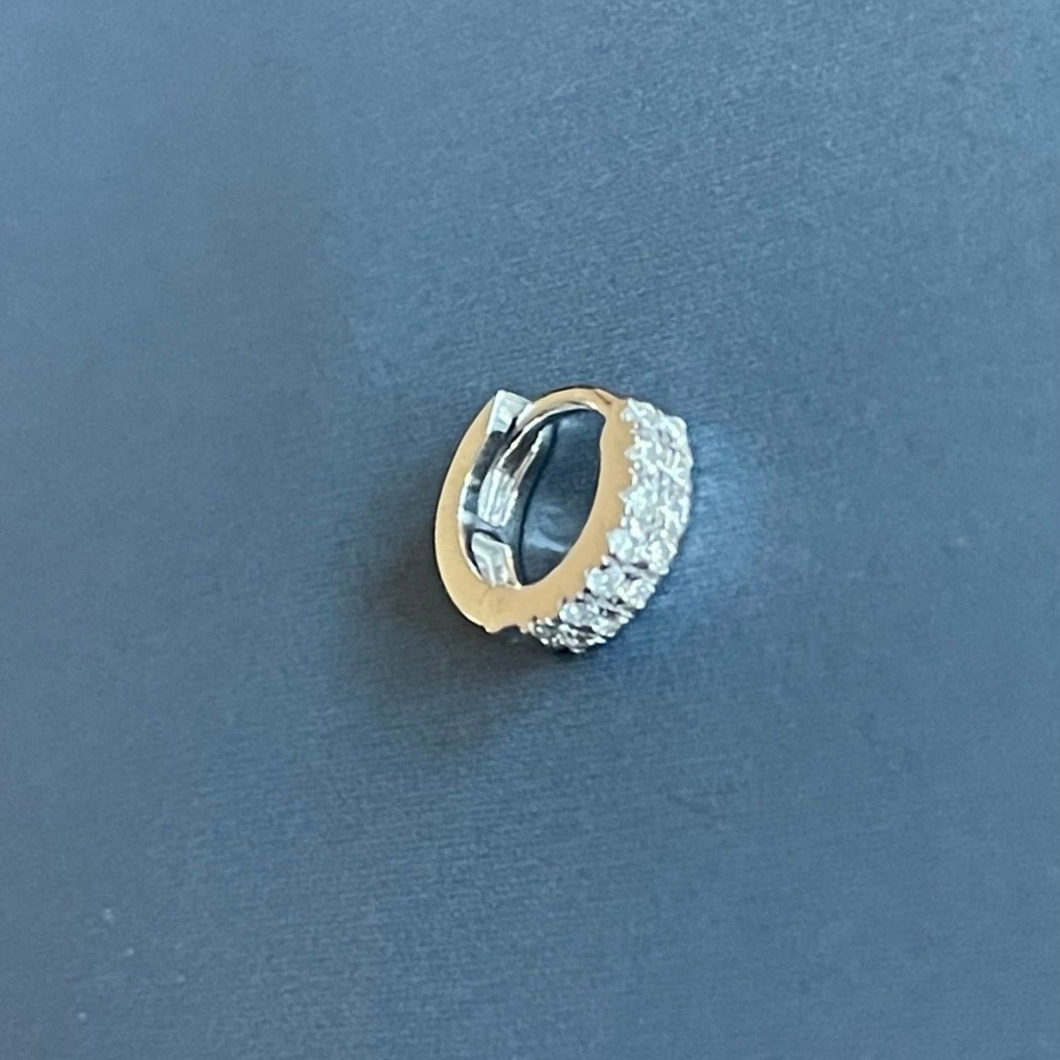 Diamond Row Cartilage Hoop In White Gold Piercing