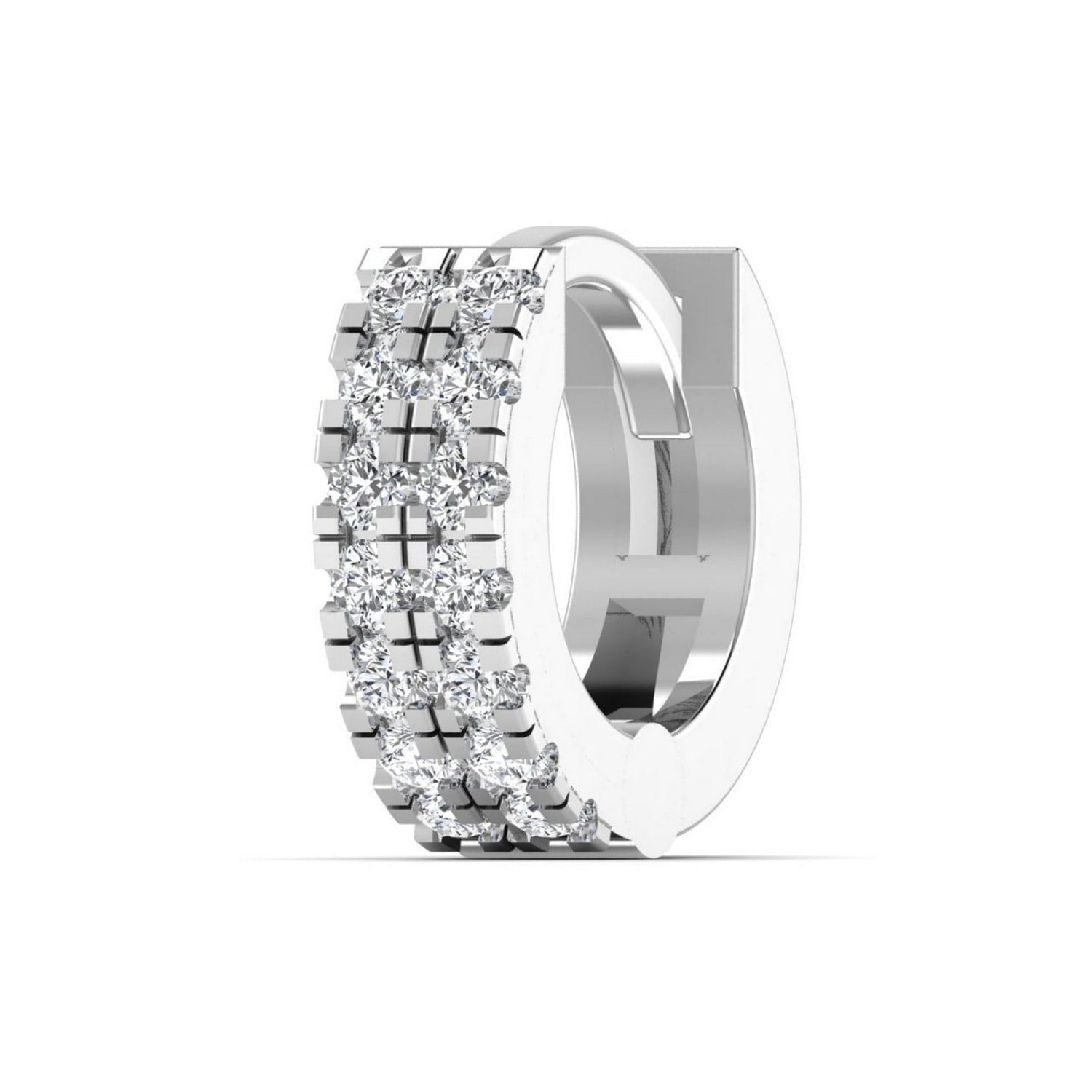 Diamond Row Cartilage Hoop In White Gold Piercing