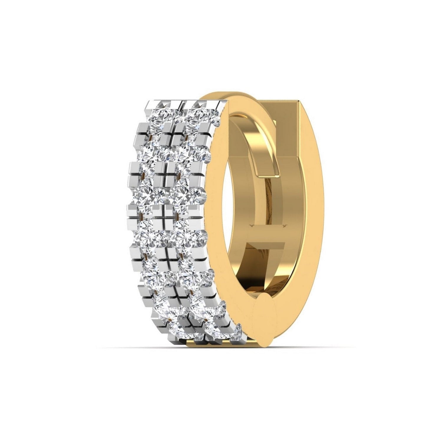 Diamond Cartilage Hoop In Yellow Gold Piercing Double Row