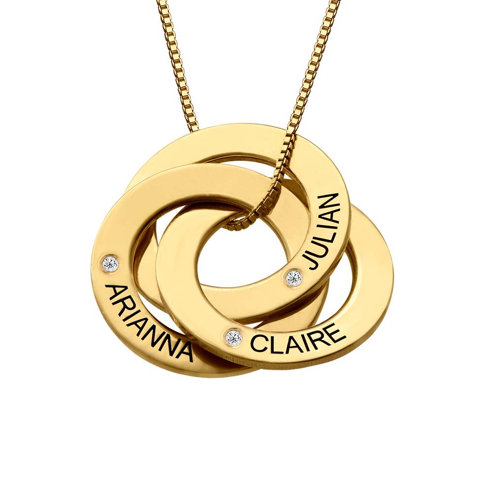 Russian Ring Necklace with Diamonds in Gold Plating
