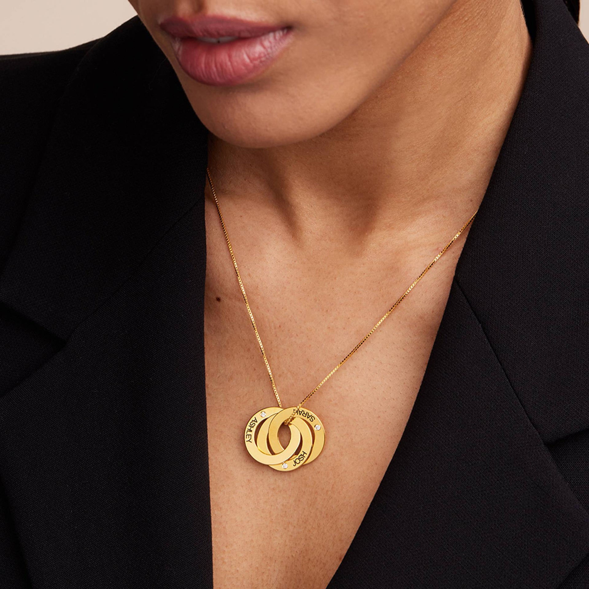 Diamond Russian Ring Necklace in Gold Vermeil