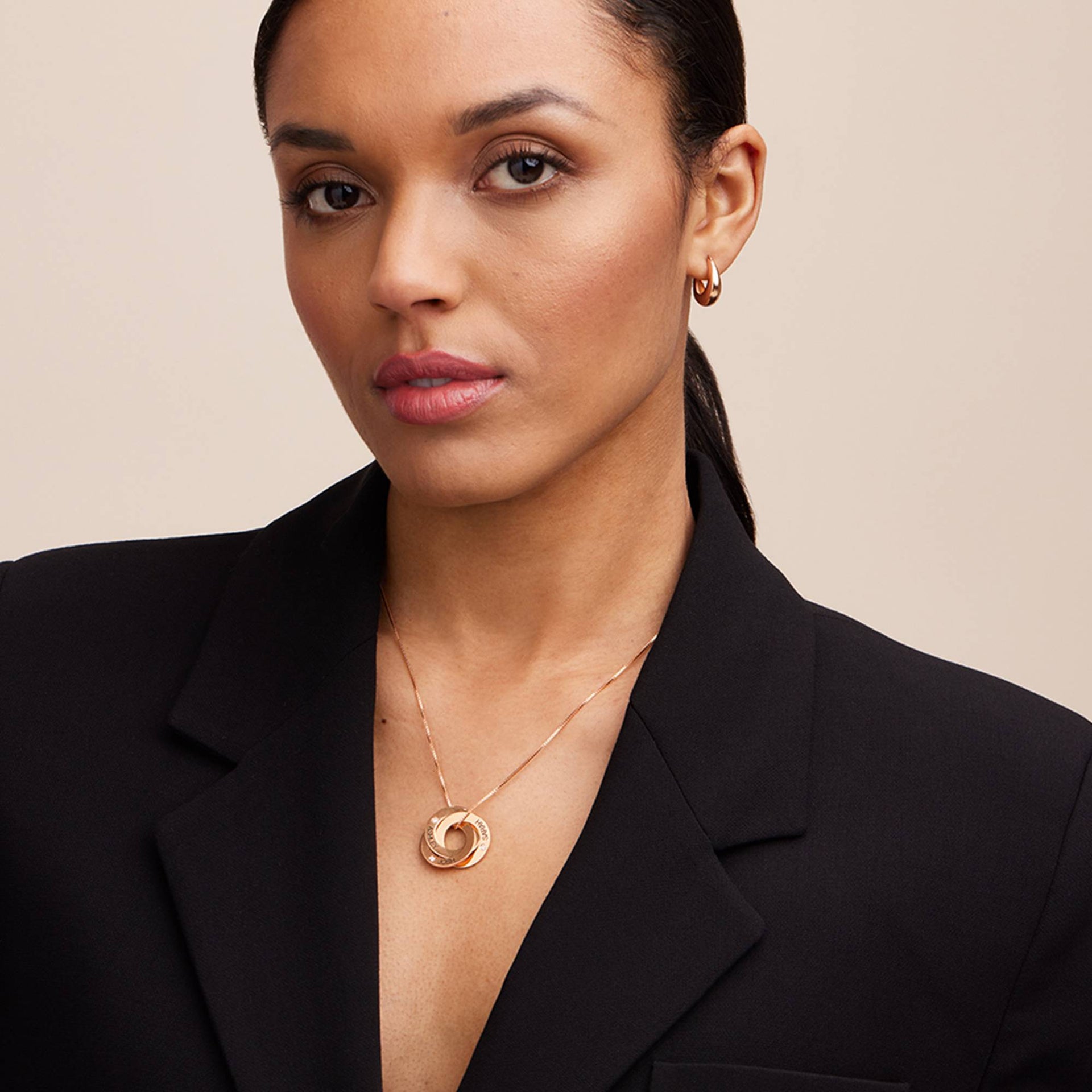 Diamond Russian Ring Necklace in Rose Gold Plated