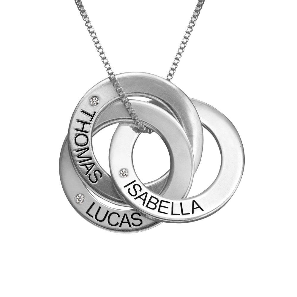 Russian Ring Necklace with Diamonds in Silver