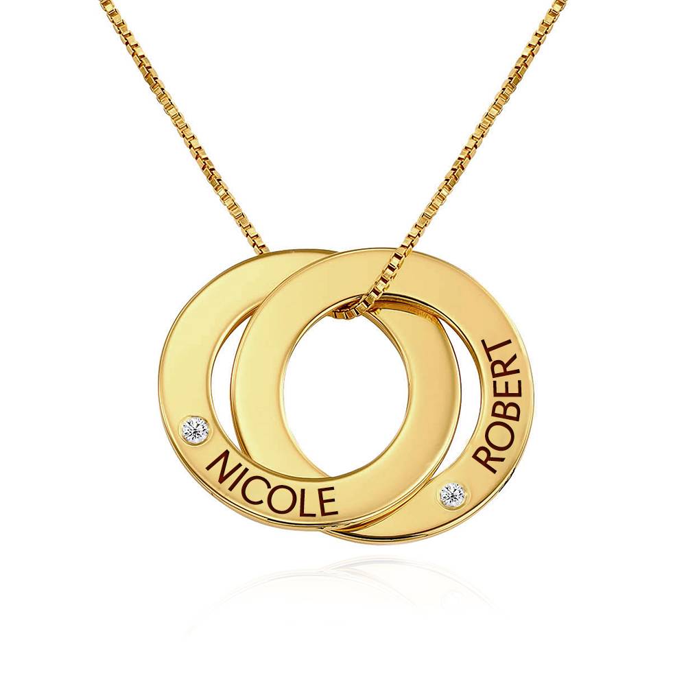 Diamond Russian Ring Necklace with 2 Rings in Gold Vermeil