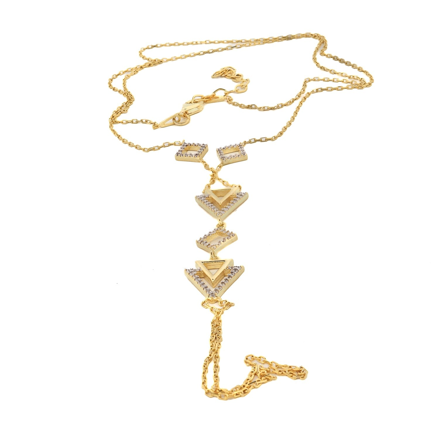 Diamond Triangle Gold Vermeil Fashion Hand Bracelet - Gold