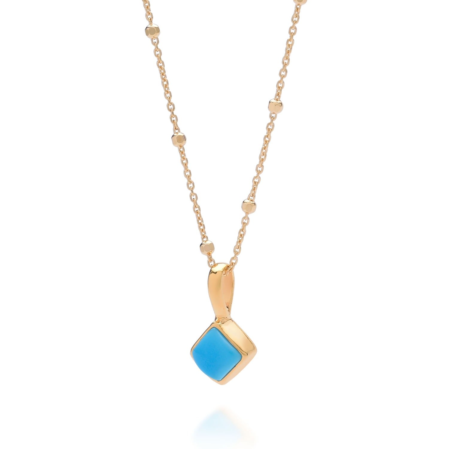 Diamond Turquoise Birthstone Necklace December Gold Plated Sterling Silver