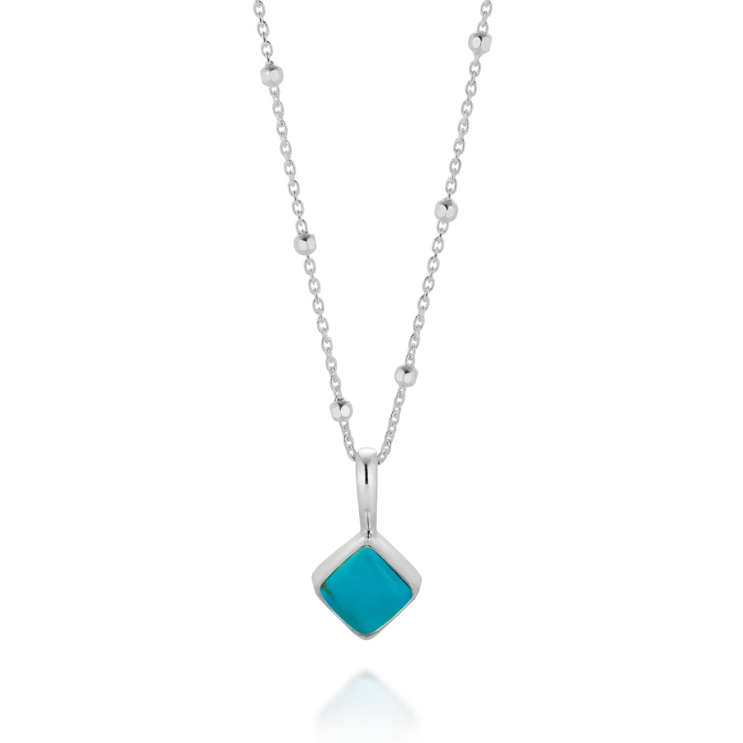 Diamond Turquoise Birthstone Necklace December Sterling Silver