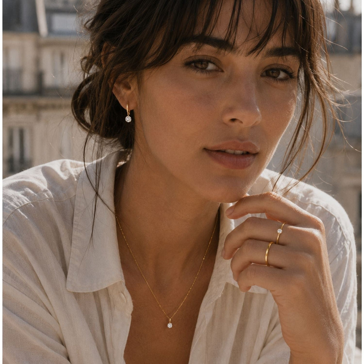 Aurora Brilliant Cut Bezel Set Solid Hoop Earrings