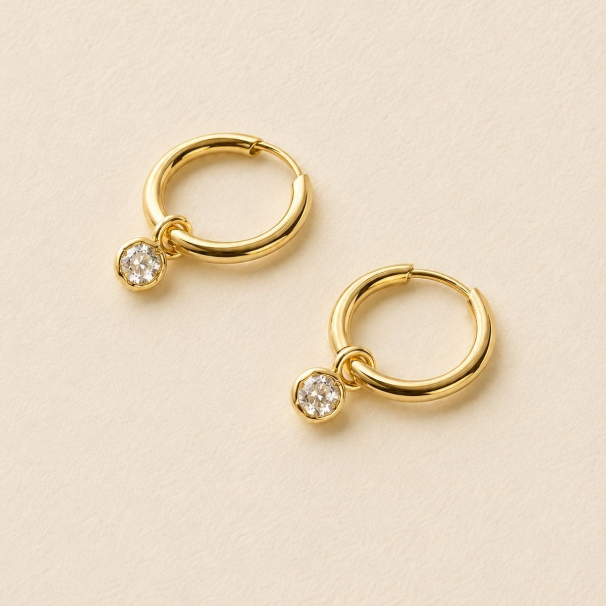 Aurora Brilliant Cut Bezel Set Solid Hoop Earrings