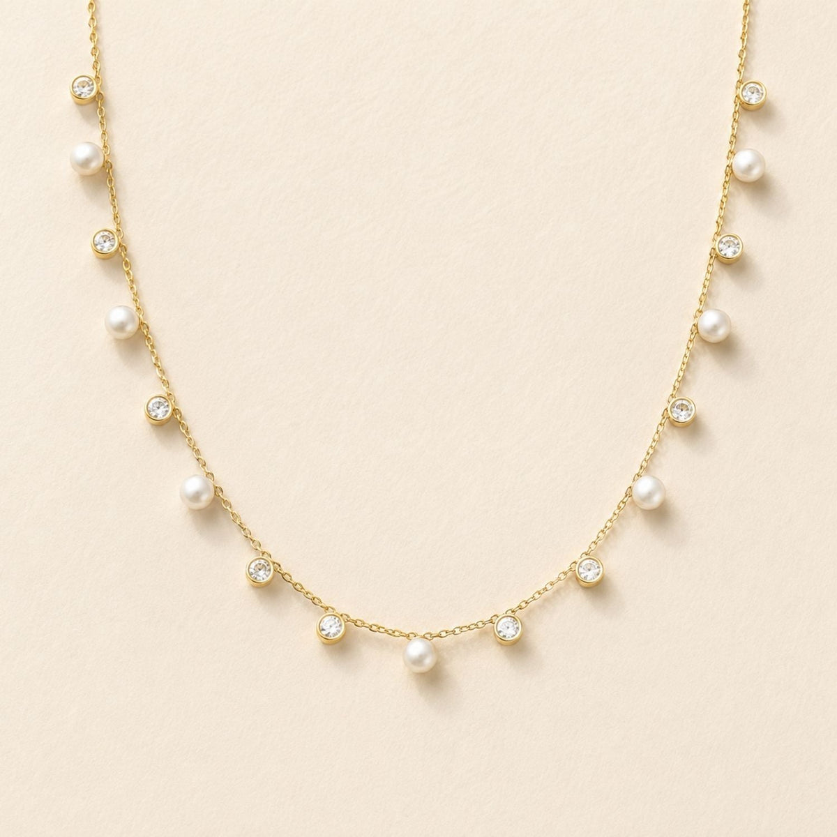 Starlight Diamond & Pearl Droplet Necklace