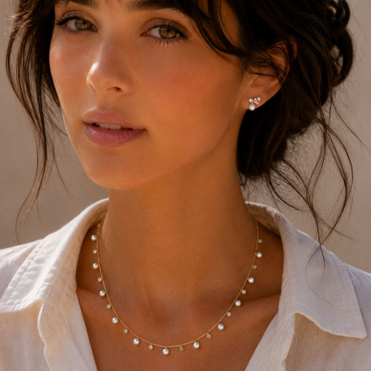 Starlight Diamond & Pearl Droplet Necklace