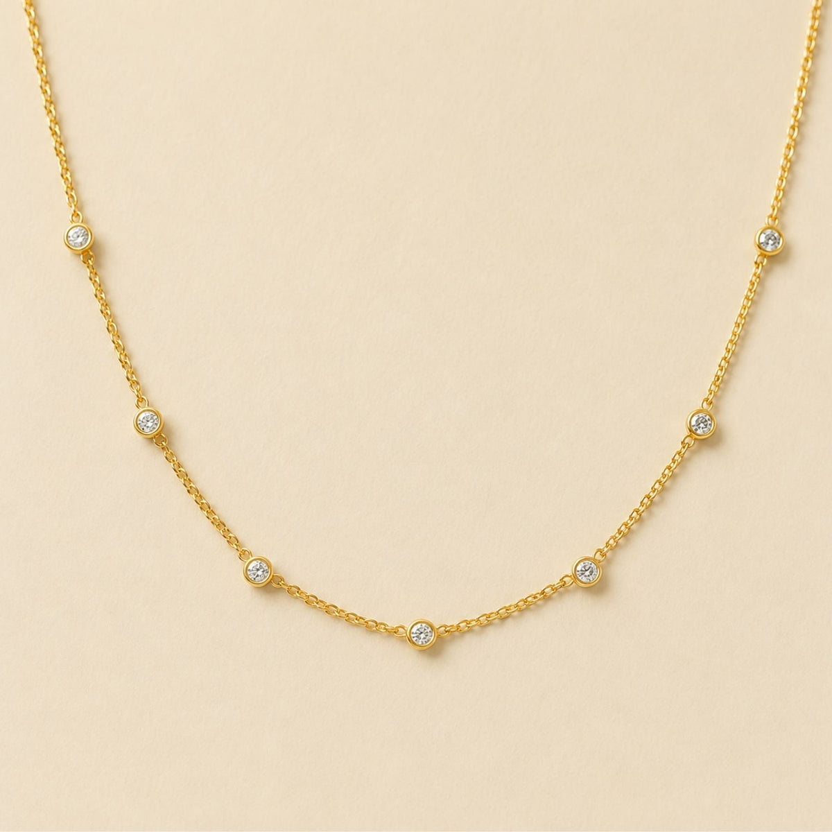 Aurora 7 x 3mm Diamond Station Necklace