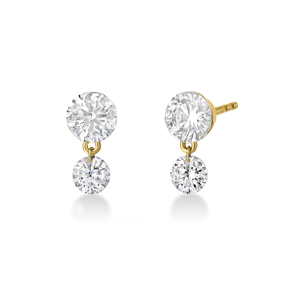 Round Lab Diamond Drop Stud Earrings