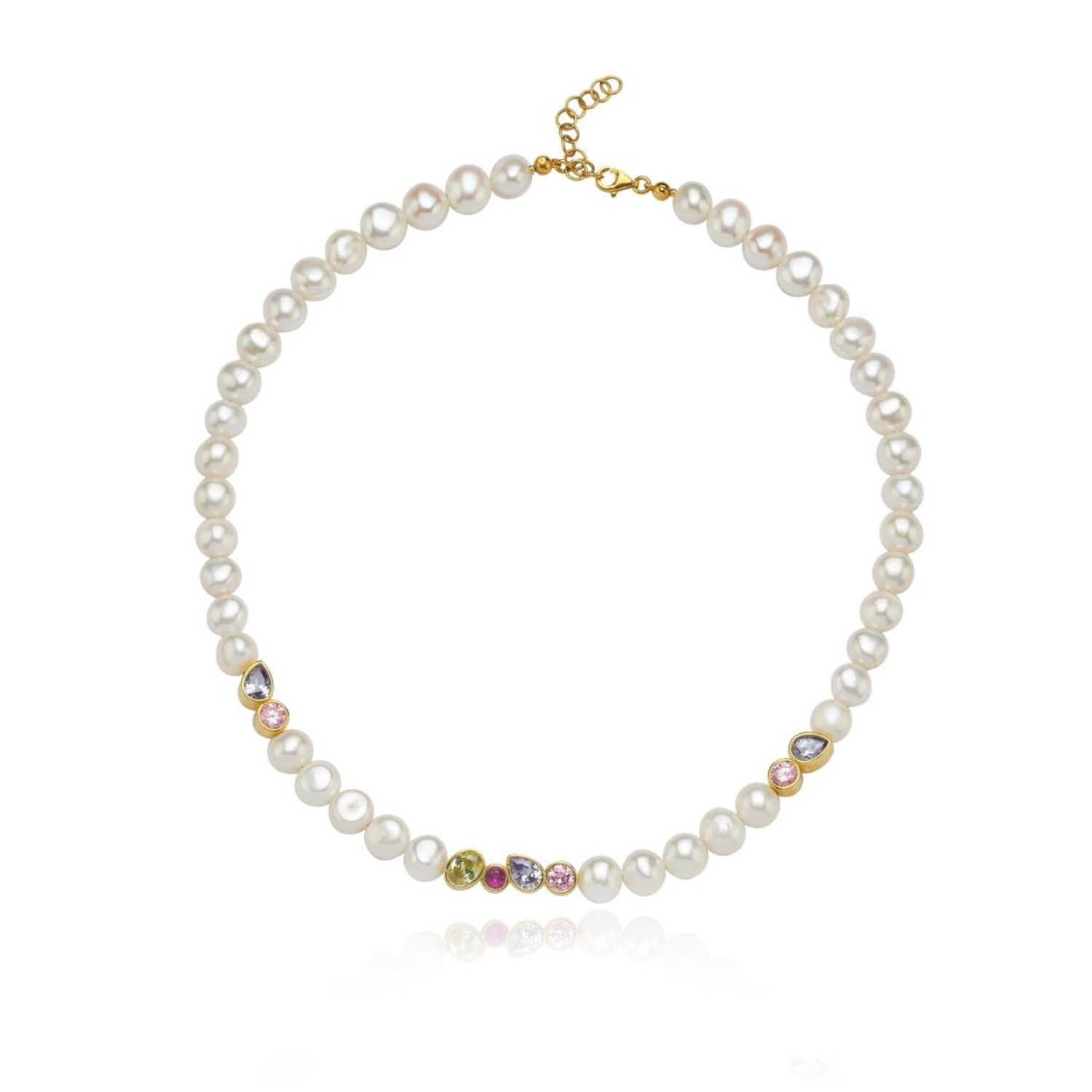 Diana Colorful Stone Pearl Necklace