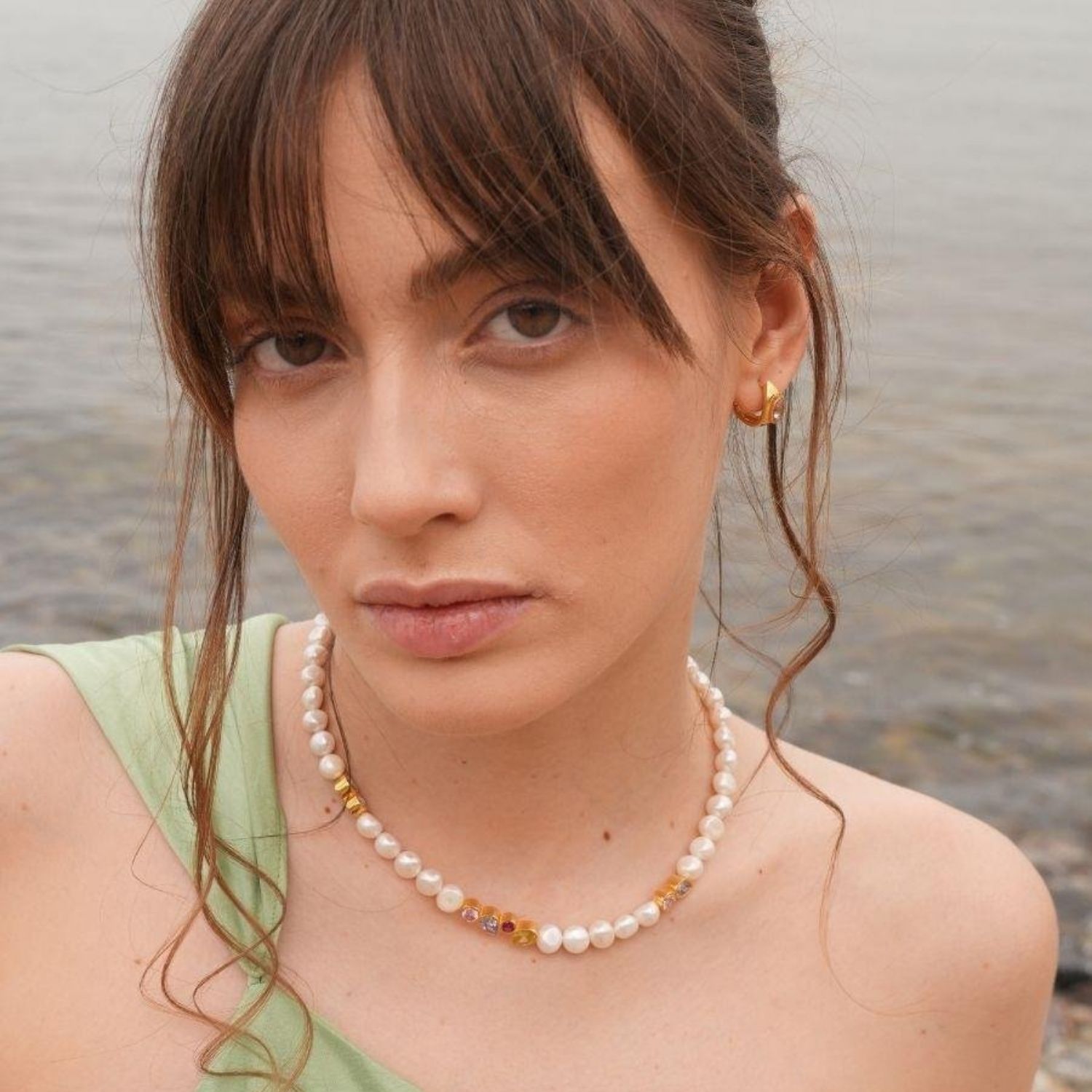 Diana Colorful Stone Pearl Necklace