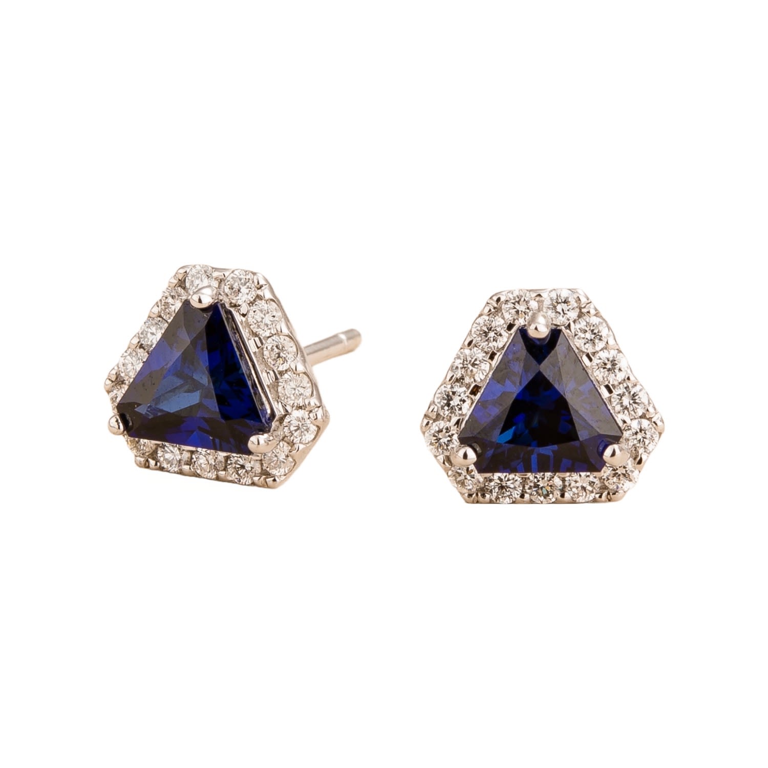 Diana White Gold Earrings In Blue Sapphire & Diamond