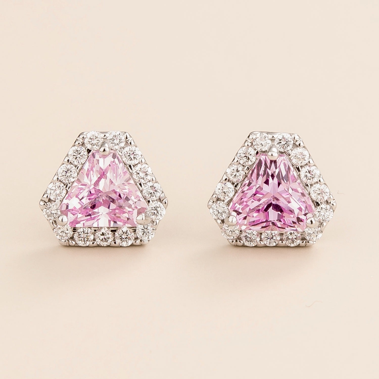 Diana White Gold Earrings Pink Sapphire & Diamonds