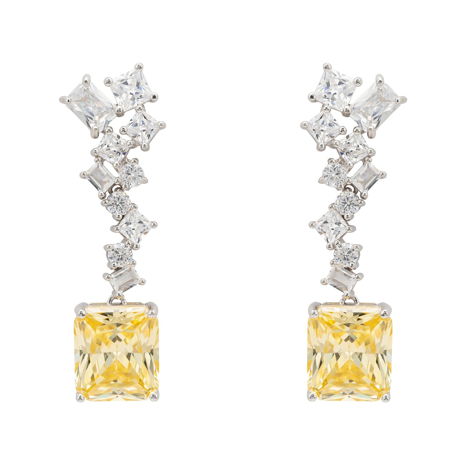 Diana Lemon Topaz Drop Earrings Silver