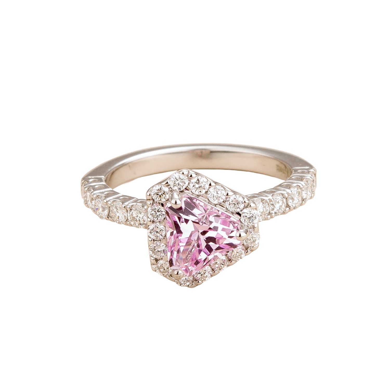 Diana Ring With Pink Sapphire And Diamonds Set In White Gold