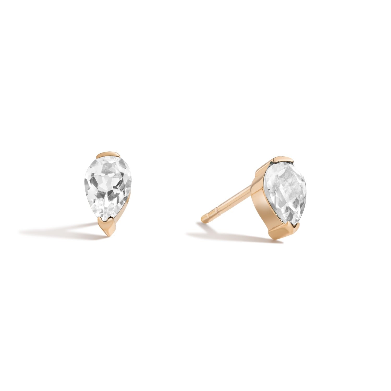 Dilly Dallying Pear Stud Earrings - 18K Gold Vermeil Pear Stud Earrings With White Topaz Gemstones