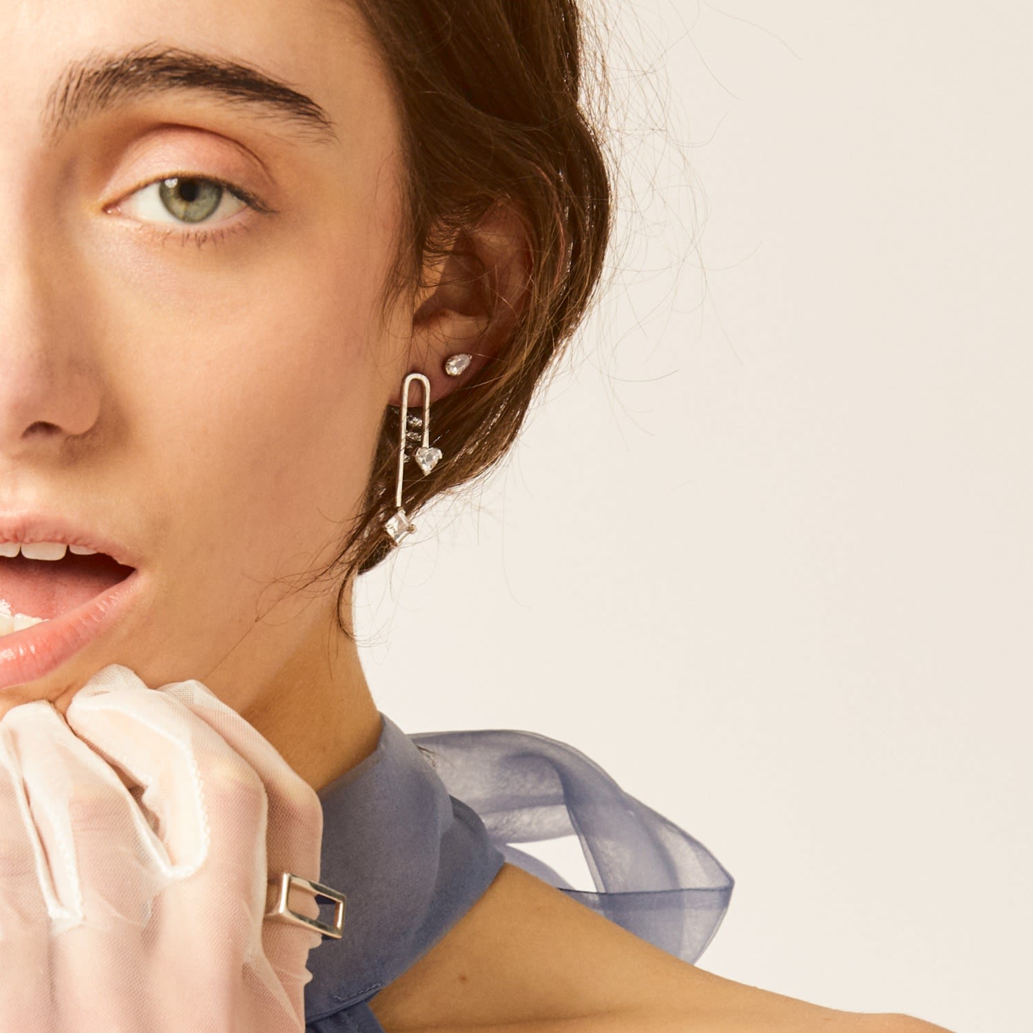 Dilly Dallying Pear Stud Earrings - Sterling Silver Pear Stud Earrings With White Topaz Gemstones