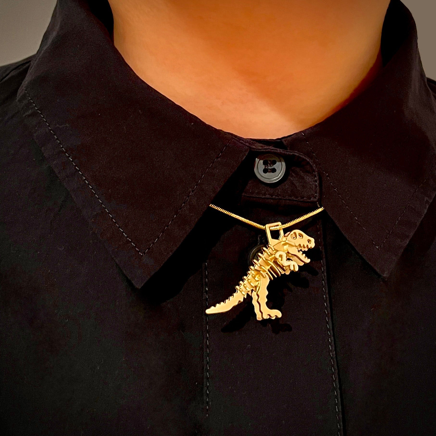 Dinosaur Fossil Gold Necklace