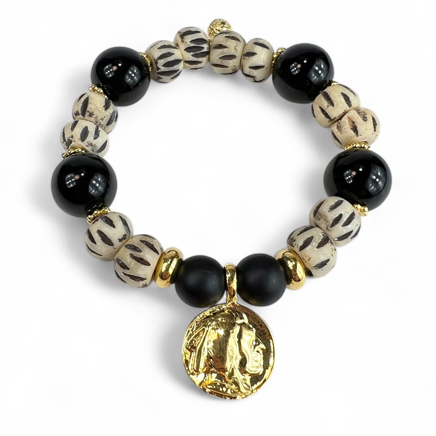Dione Onyx & African Bead Bracelet