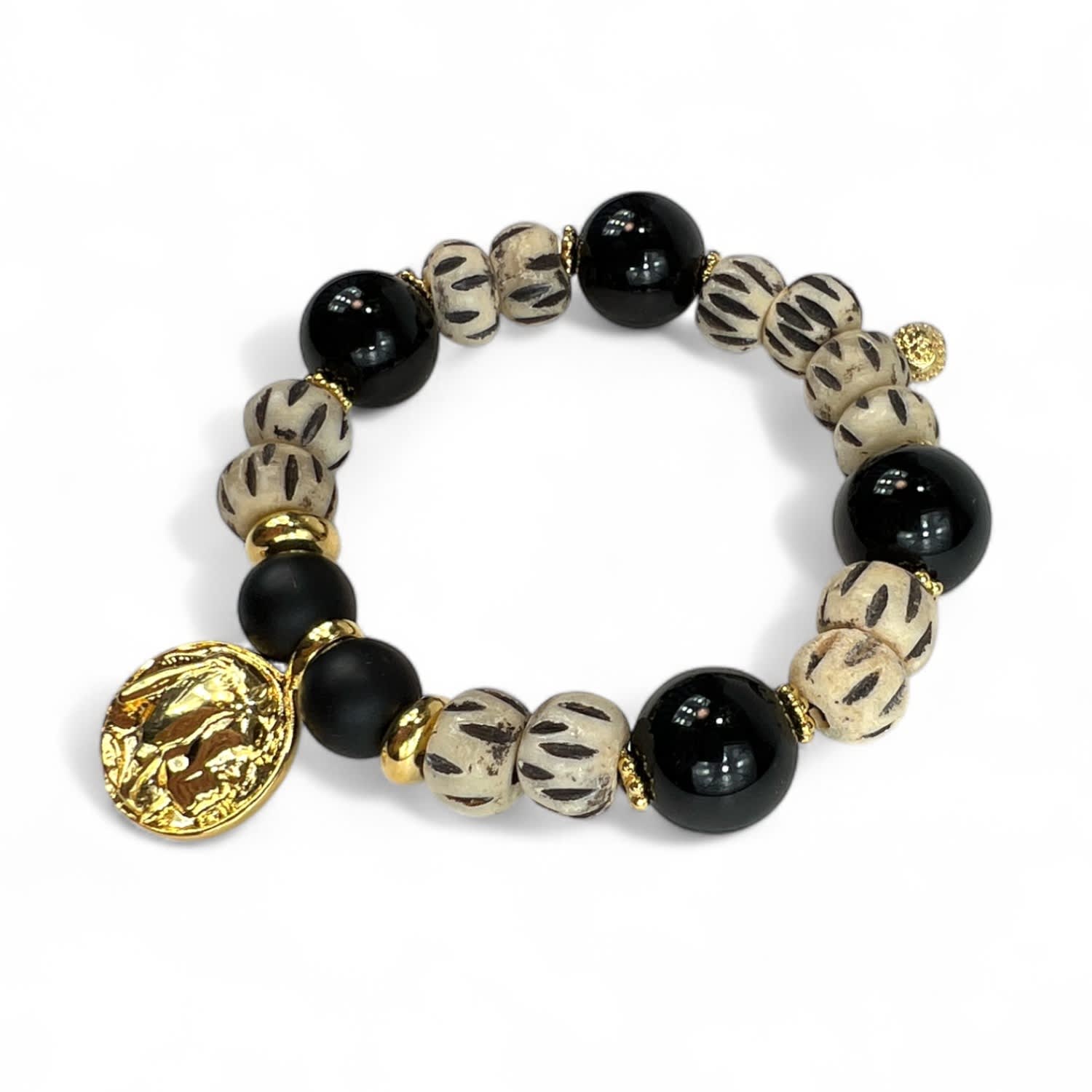 Dione Onyx & African Bead Bracelet