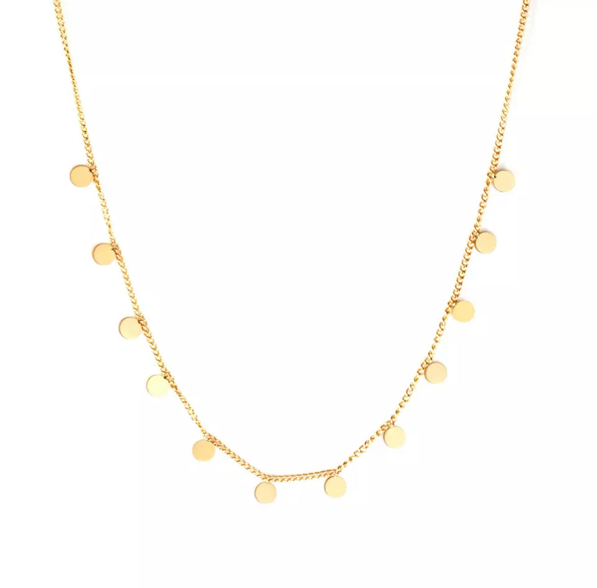 Gold Disc Dangle Necklace