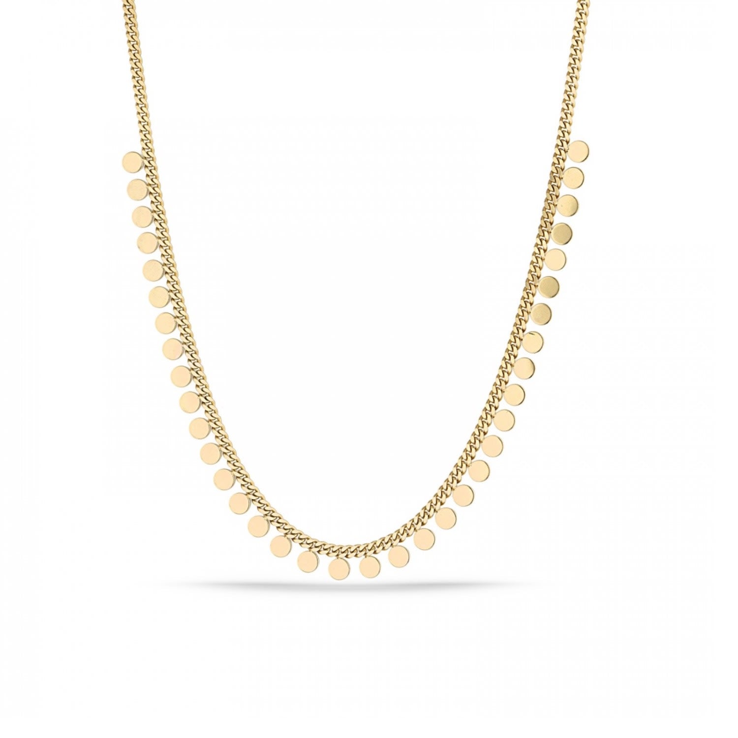 Disk Charm Coin Chain Necklace In Sterling Silver - Gold