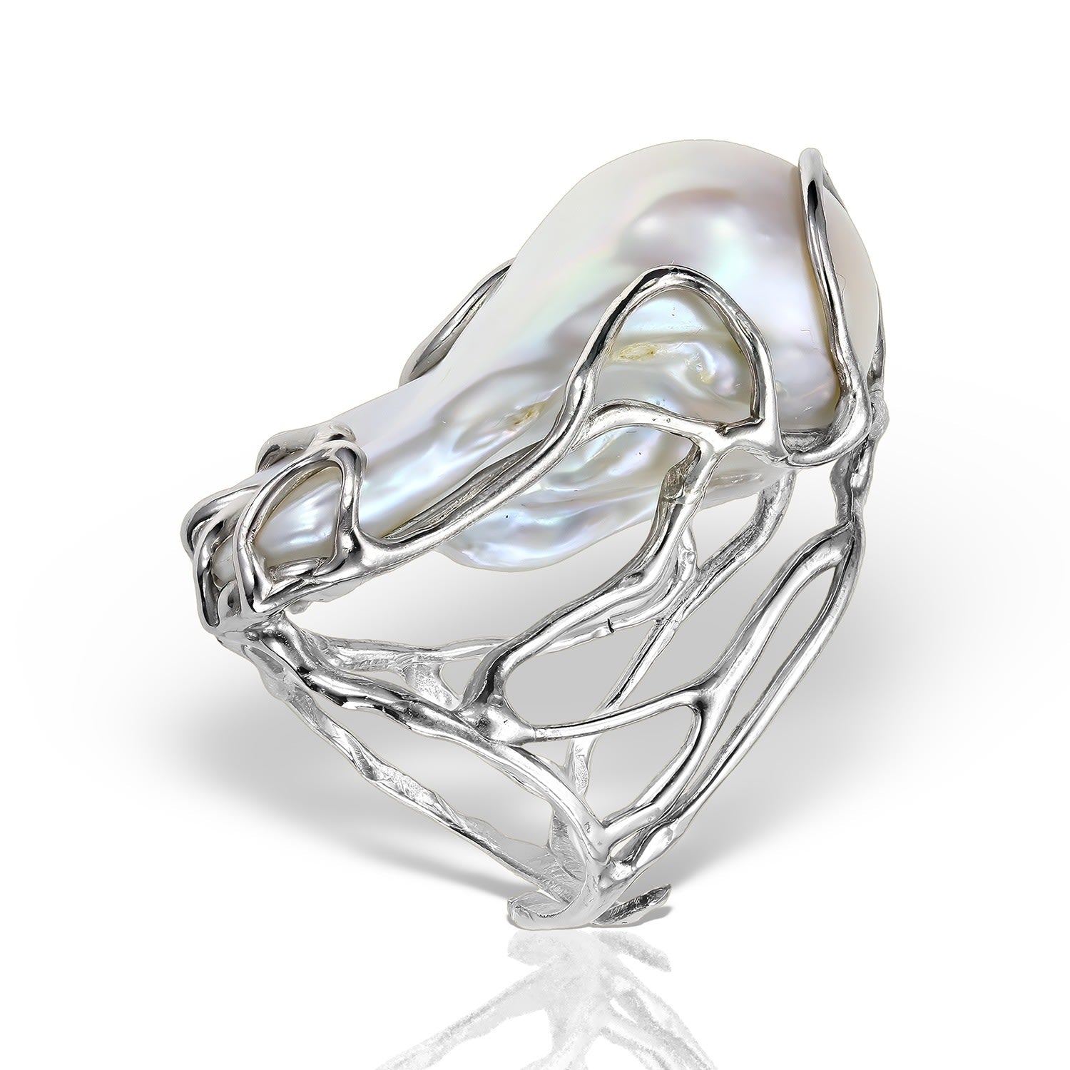Disorder Baroque Pearl Ring, Sterling Silver