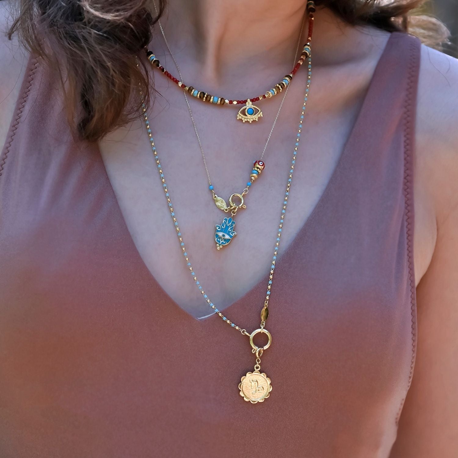 Divine - Azure - Hamsa Necklace