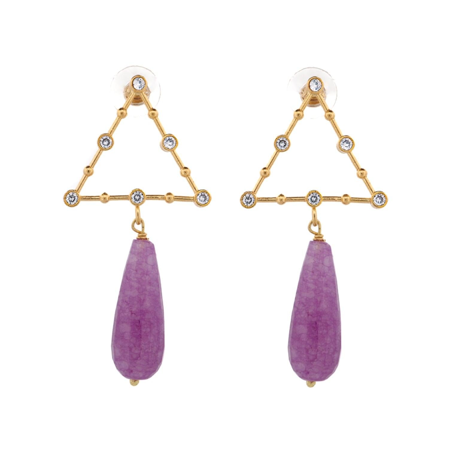 Divine Energy Amethyst & Diamond Drop Earrings - Purple