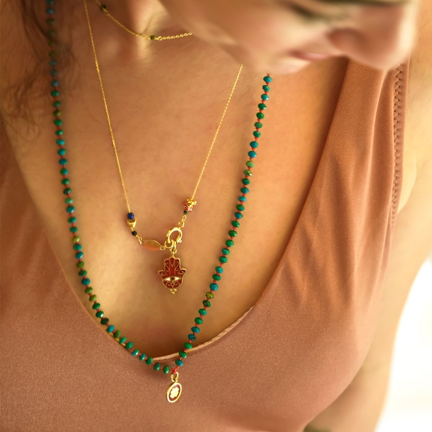 Divine - Red - Hamsa Necklace