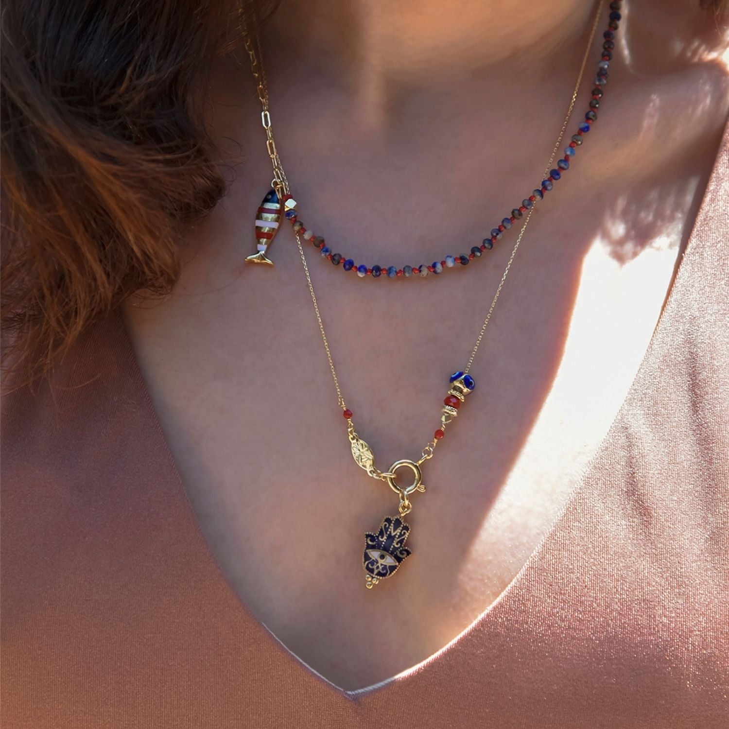 Divine - Ultramarine - Hamsa Necklace