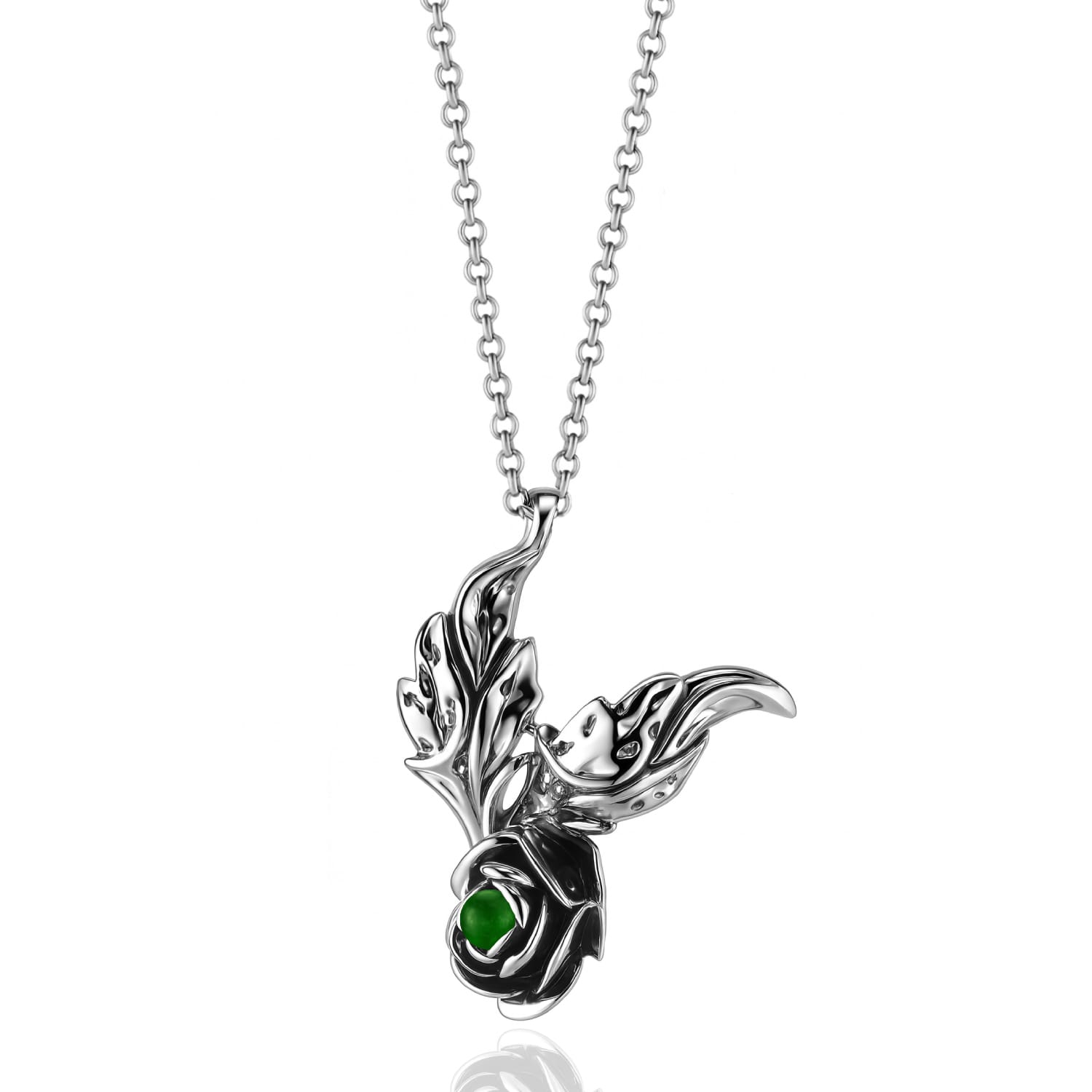 Divine Unaloe Necklace Silver With Natural Emerald