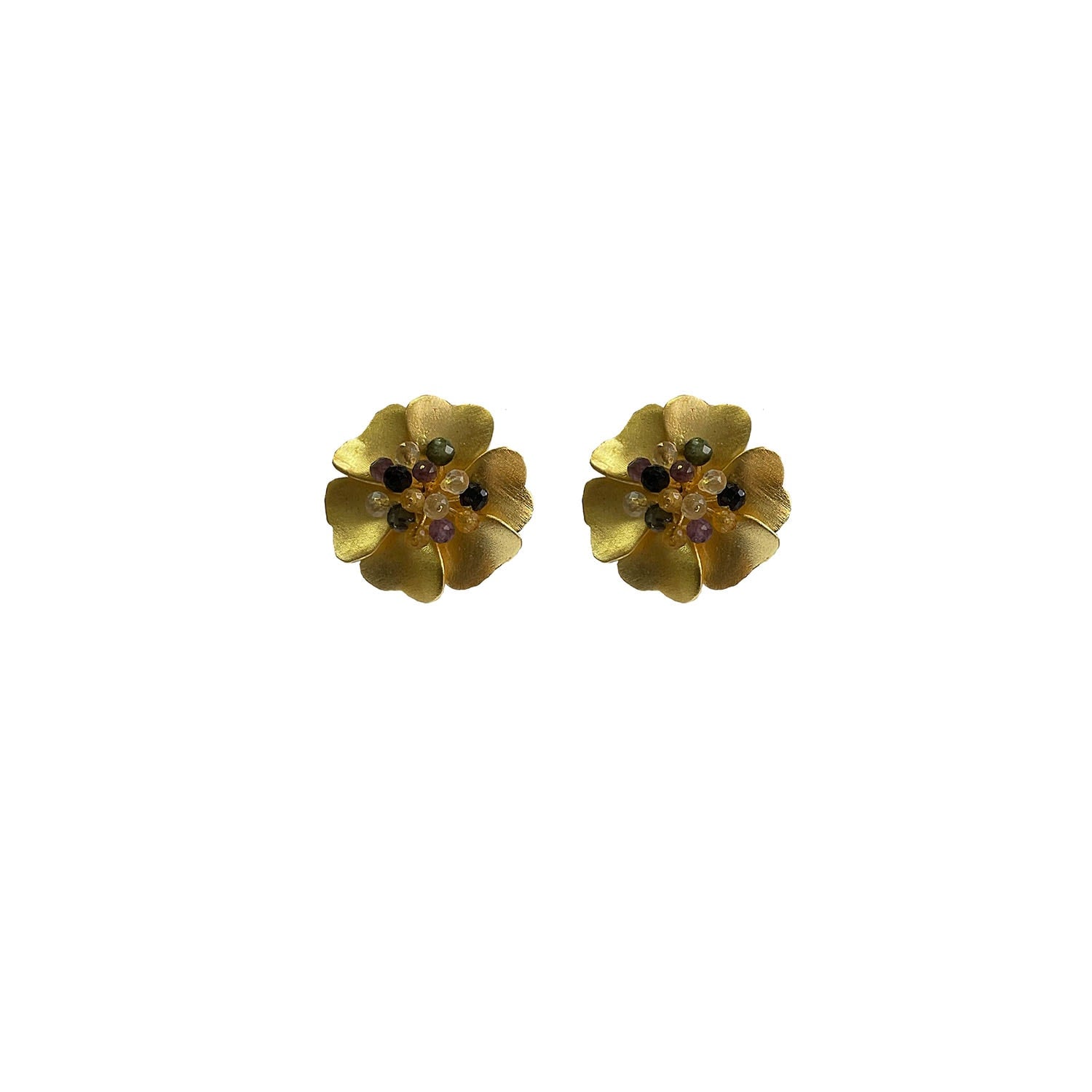 Divinity Bloom Gold Flower Stud Earring