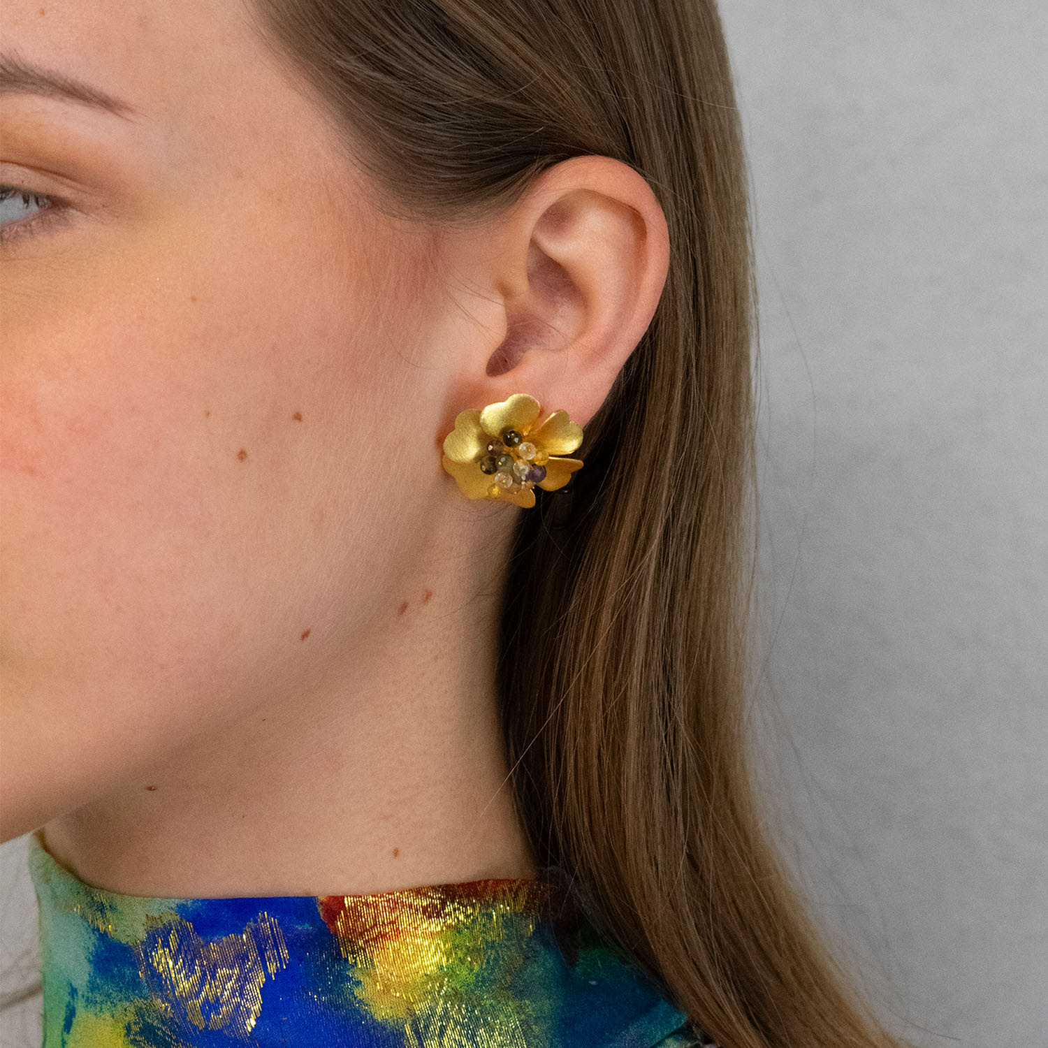 Divinity Bloom Gold Flower Stud Earring