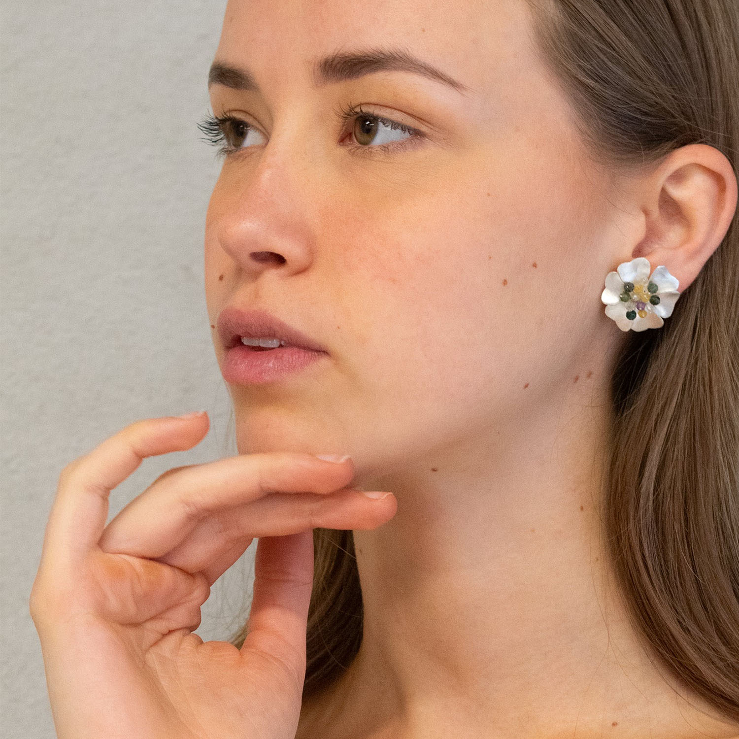 Divinity Bloom Silver Flower Stud Earring