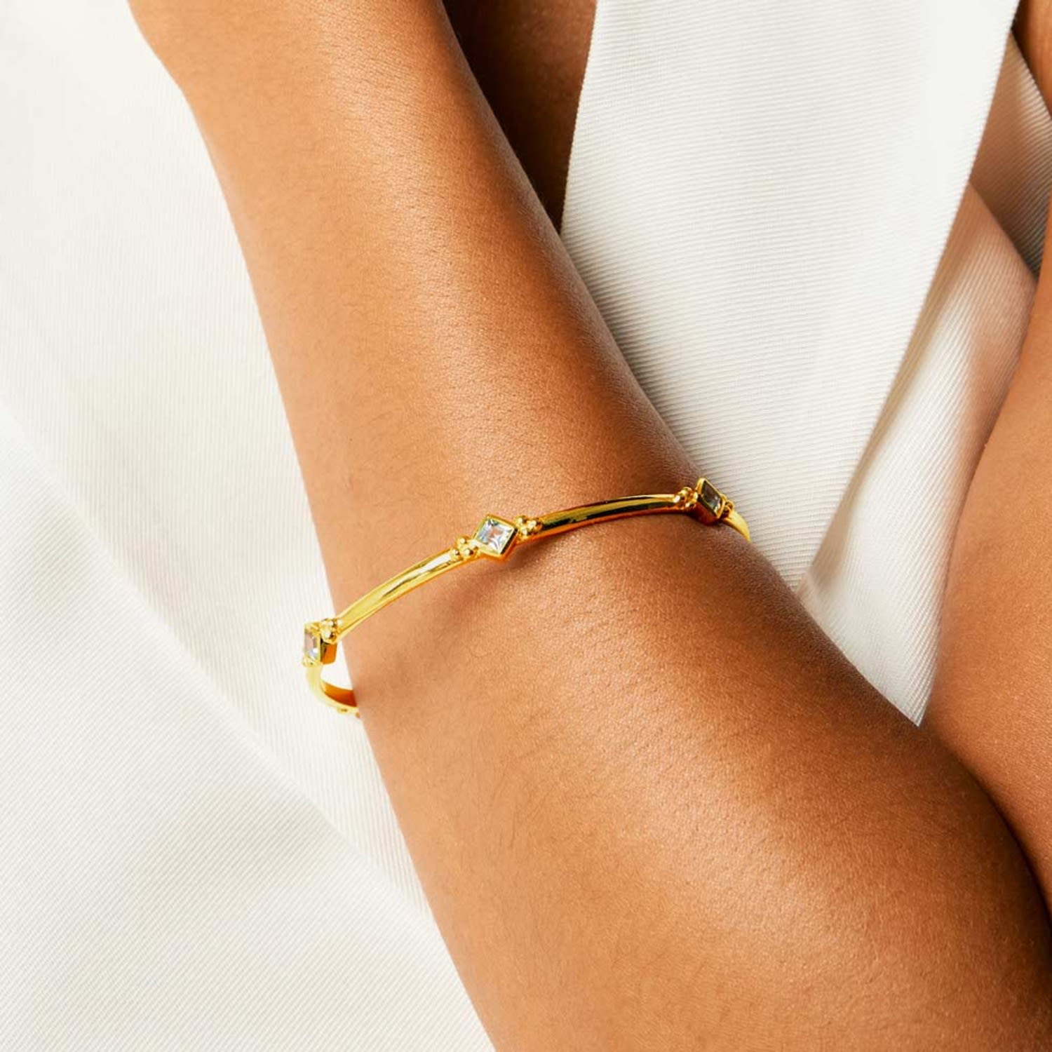 Divinity Princess Gold Vermeil Bangle - Blue Topaz