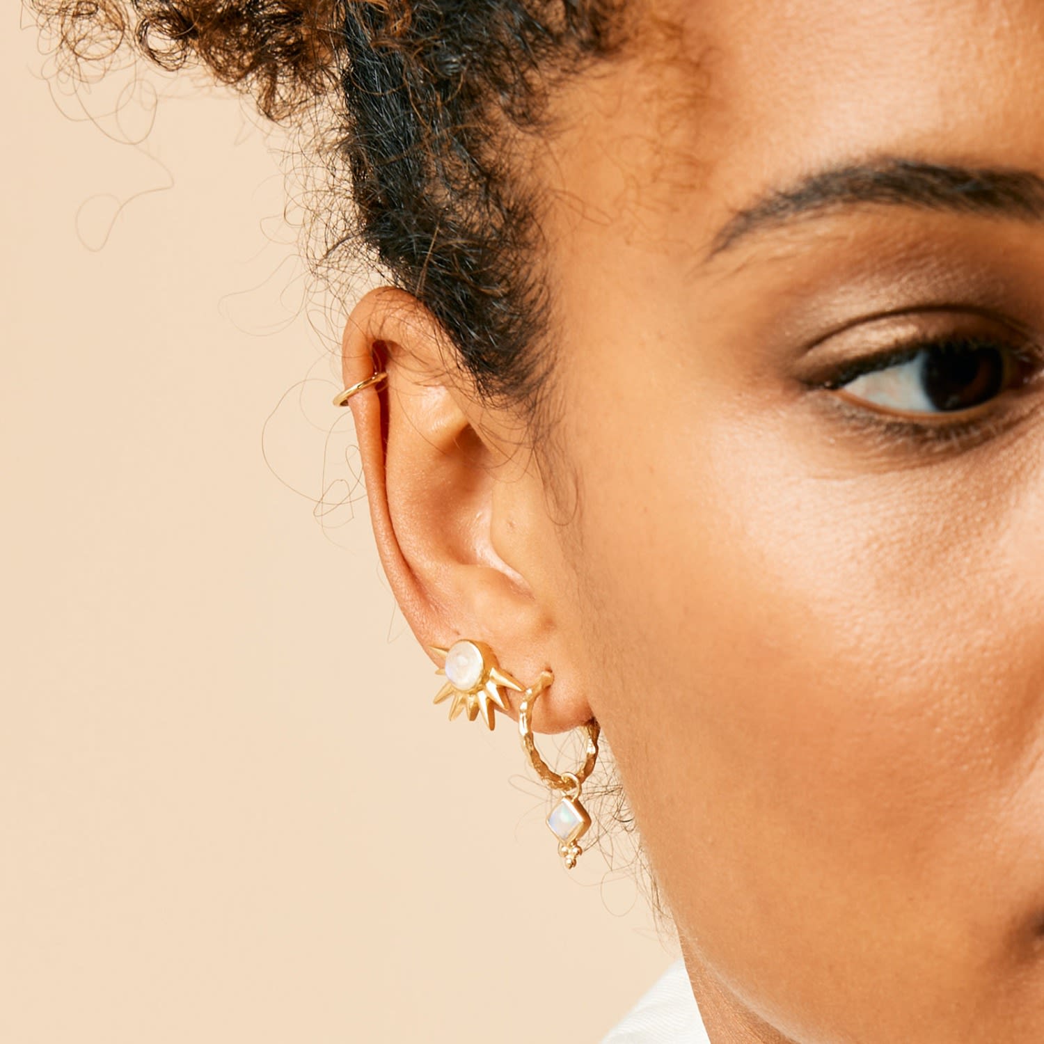 Divinity Princess Gold Vermeil Hoop Earrings - Opal