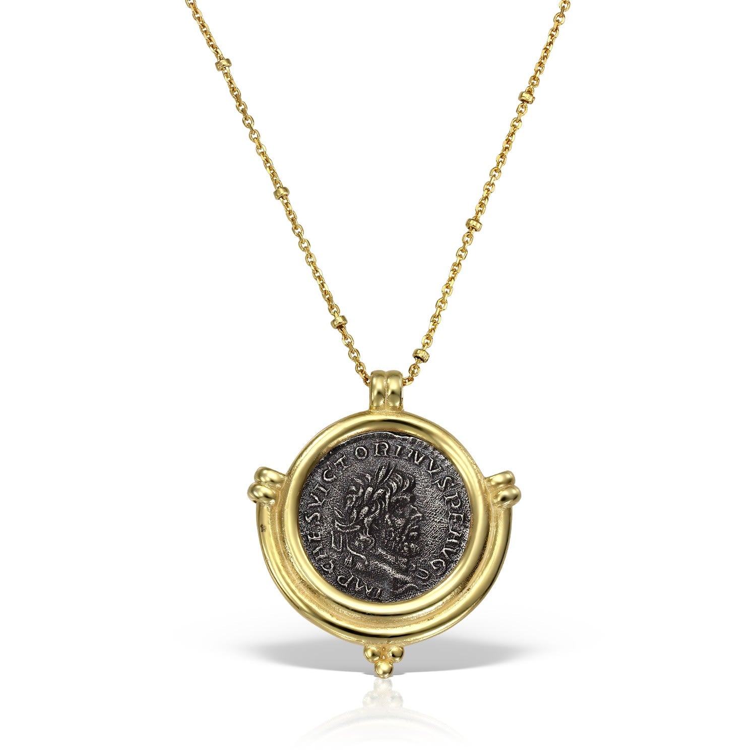 Divisio Double Sided Coin Necklace, Gold Vermeil
