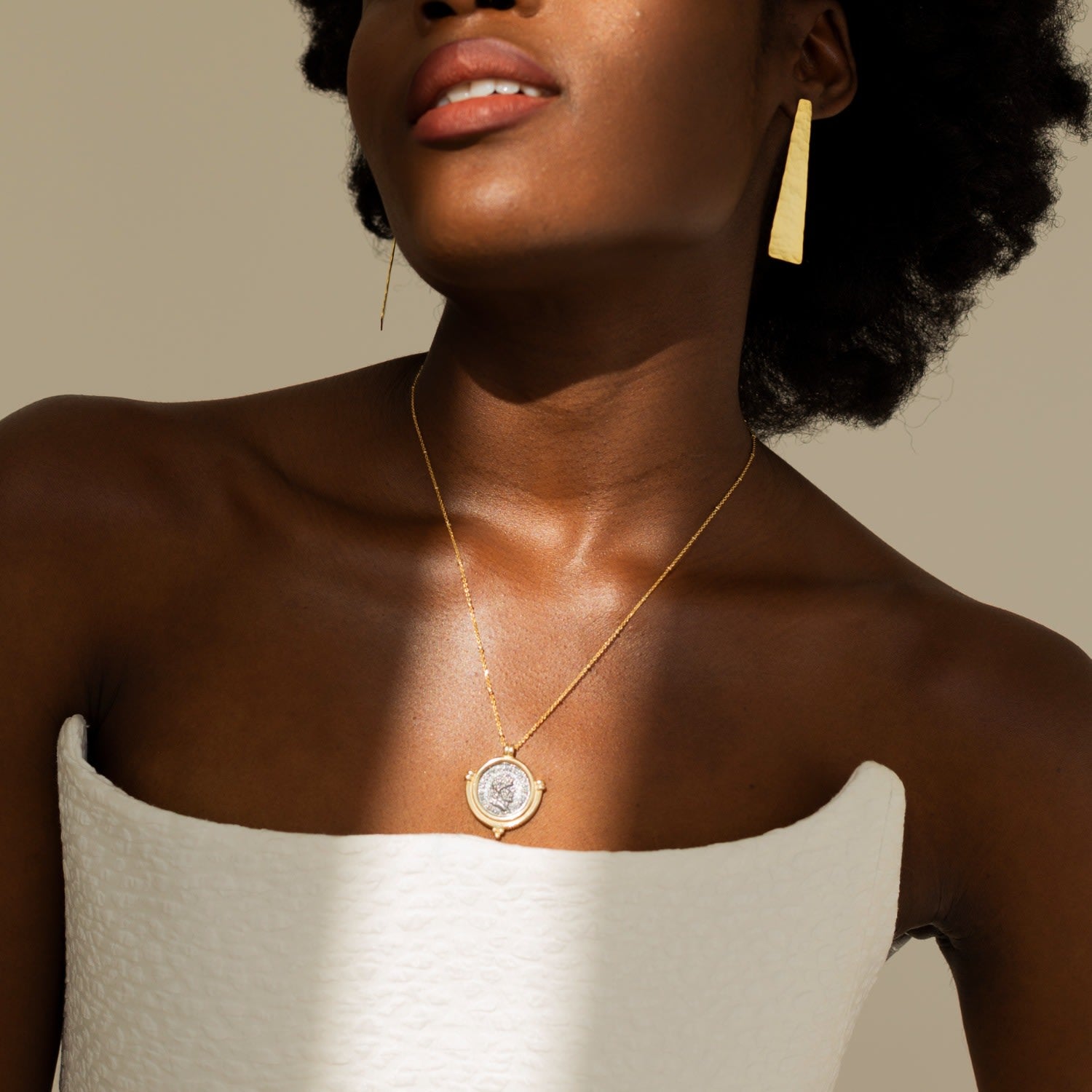 Divisio Double Sided Coin Necklace, Gold Vermeil