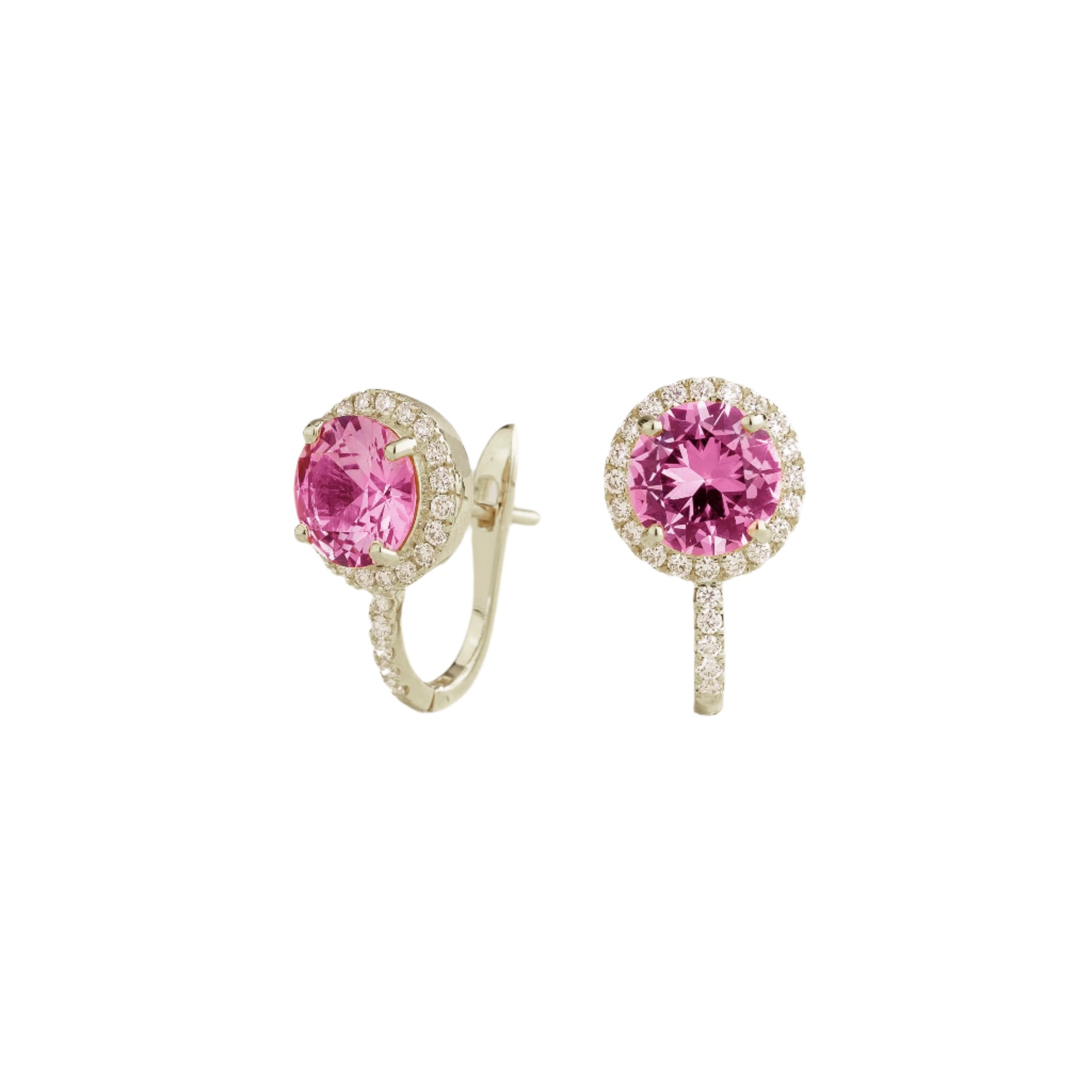 Djerv White Gold Earrings In Pink Sapphire & Diamond
