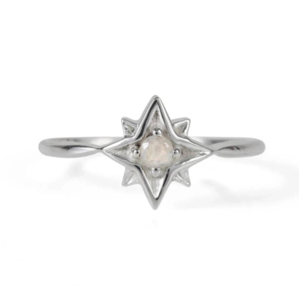 Guiding North Star Silver Ring - Moonstone