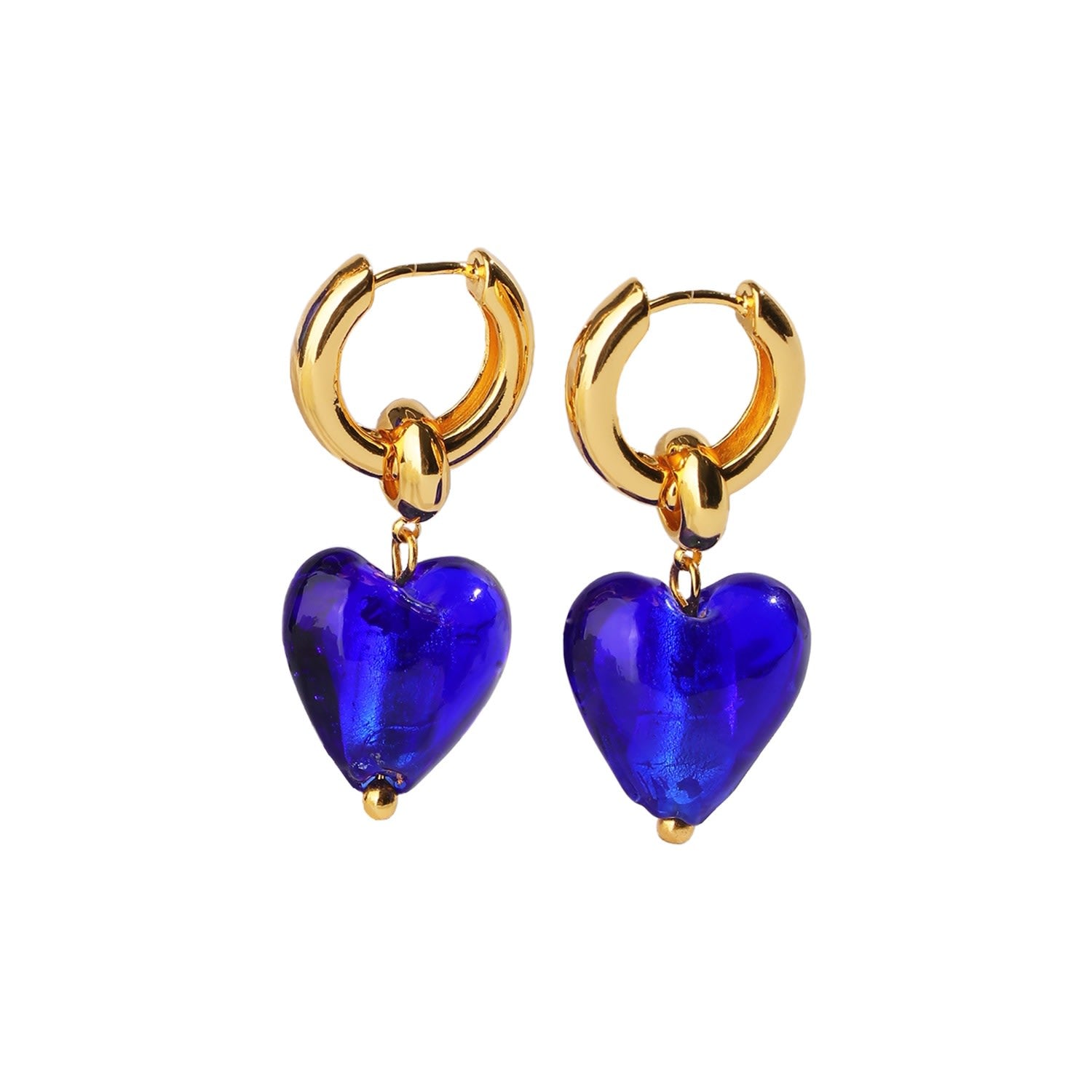 Esmée Blue Glaze Heart Dangle Earrings